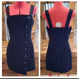 Lil black Dress jumper L asymetrical hem Finders bib top